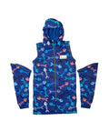 Picture of Schmik fishbone print swim parka with the arms unzipped. Every Schmik swim parka comes with removable arms. Swim parka can be worm in both summer and winter.