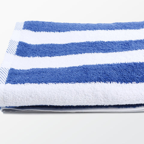 Striped Organic Cotton Beach & Pool Towel - Blue