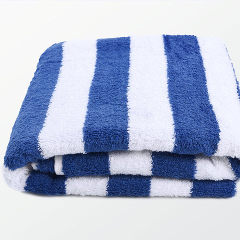 Striped Organic Cotton Beach & Pool Towel - Blue